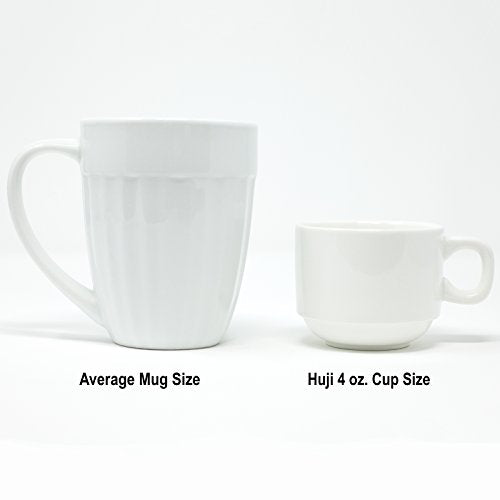 Huji Stack-able Porcelain 4 Ounces Espresso Turkish Coffee Cups and Saucer with Chrome Rack (1)