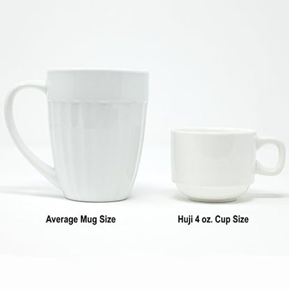 Huji Stack-able Porcelain 4 Ounces Espresso Turkish Coffee Cups and Saucer with Chrome Rack (1)