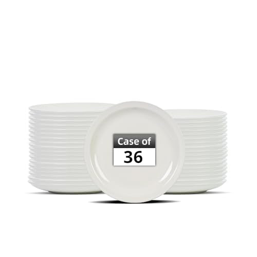 Stoneware Narrow Rim Commercial Grade Dinnerware, America White, Plate 5.5", Case of 36 - color: America White, size: Plate 5.5"