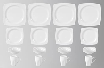 HomeVss, New Bone China Dinnerware Set, Rim Square Shape, 16pc Set - color: Square Rim, size: Service for 4 - 16pc Set