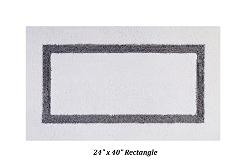 Better Trends 100% Cotton Hotel Collection Bath Mats Set, White & Gray Mats - Tufted, Reversible & Absorbent & Machine Washable 2 Piece Bathroom Rug Set, Shower & Sink Bath Rug - color: White & Gray, size: 2 Piece Set (17" x 24" | 24" x 40")