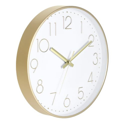 Wall Clock 12 Inch Silent Non-Ticking Wall Clocks Battery Operated Modern Style Gold Clock for Home Kitchen Bedroom Bathroom - color: Gold, size: 12 Inch