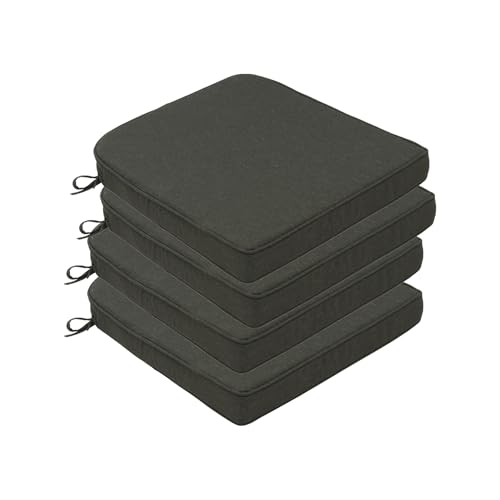 Goodgoods 19.5x20 Outdoor Chair Cushions Set of 4, 35D Foam, Black | 35D High-Resilience Foam, Fade-Resistant and Water-Resistant Seat Pads with Ties for Dining Room, Kitchen, or Patio Chairs - color: Black, size: 19.5"x20" 4pcs