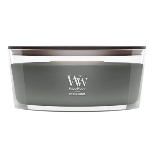 WoodWick Evening Bonfire Holiday Candle Gifts for Women and Men, 16 oz Ellipse Candle with Crackling Wick - color: Evening Bonfire, size: 16oz