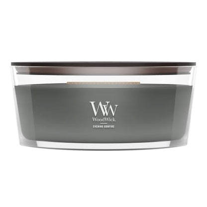WoodWick Evening Bonfire Holiday Candle Gifts for Women and Men, 16 oz Ellipse Candle with Crackling Wick - color: Evening Bonfire, size: 16oz