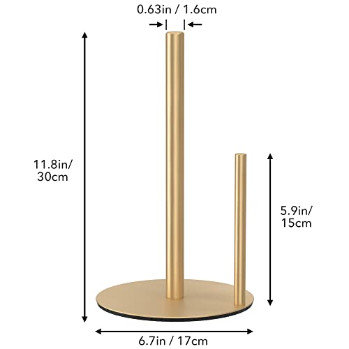 Paper Towel Holder Gold Stainless Steel Kitchen Countertop Roll Organizer | Standing Paper Towel Holders Roll Dispenser Simple Gold Weighted Base - color: Gold