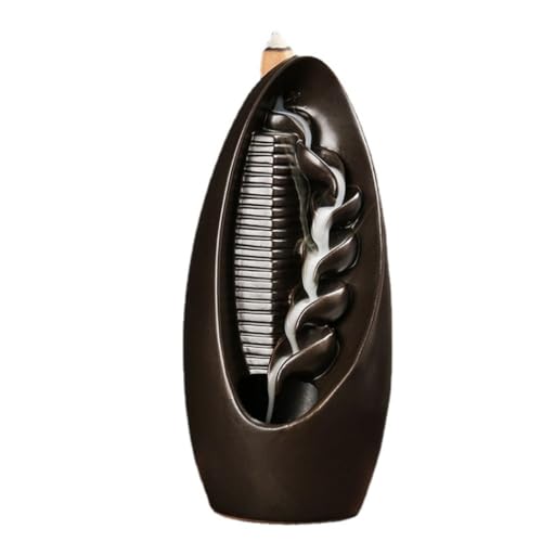 Backflow Ceramic Incense Burner Smoke Waterfall Incense Holder Aromatherapy Ornament Incense Burner Home Decor for Yoga Spa Office Bedroom (Black) - color: Black