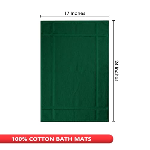 100% Cotton Bath Mat 24x17 Inches, 1350 GSM Thick Plush, Soft Absorbent, Oeko-Tex Certified, Durable Construction– Green - color: Green