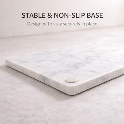 8×12 Inches White Marble Cheese & Charcuterie Board | Natural Marble, Non-Slip Feet, Cutting Board & Pastry Slab, Premium Stone Kitchen Tray - color: White, size: 12"L x 8"W