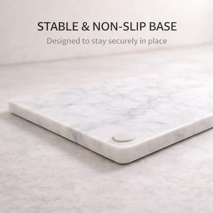 8×12 Inches White Marble Cheese & Charcuterie Board | Natural Marble, Non-Slip Feet, Cutting Board & Pastry Slab, Premium Stone Kitchen Tray - color: White, size: 12"L x 8"W