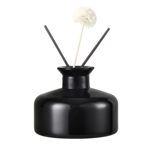 200ml Black Glass Reed Diffuser Bottle, Empty Refillable Aromatherapy Jar | Wide body for better fragrance dispersion Narrow neck fits most standard reed sticks - color: Black