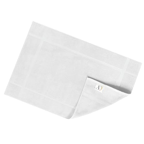 100% Cotton Bath Mat 24x17 Inches, 1350 GSM Thick Plush, Soft Absorbent, Oeko-Tex Certified, Durable Construction – White - color: White