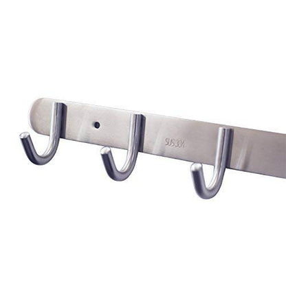 Coat Hook Rack with 8 Round Hooks - Premium Modern Wall Mounted - Ultra durable with solid steel construction, Brushed stainless steel finish, Super easy installation, Rust and water proof - style: 8 Round Hooks