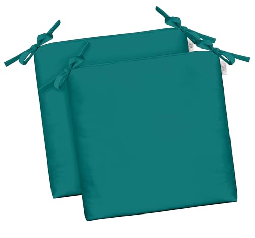 RSH DECOR: Outdoor Foam Seat Cushions Set of 2 | 17" x 17" x 2" | All-Weather Spun Fabric | Square Seat Cushions for Patio Furniture | Peacock - color: Peacock, size: 17" x 17" x 2"