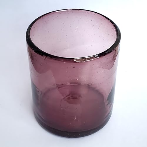 Solid Amethyst 9 oz Short Tumblers (set of 6), Recycled Glass, Lead-free, Toxin-Free (9oz Tumbler) - color: Amethyst, size: 9 oz
