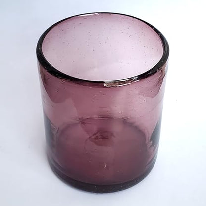Solid Amethyst 9 oz Short Tumblers (set of 6), Recycled Glass, Lead-free, Toxin-Free (9oz Tumbler) - color: Amethyst, size: 9 oz