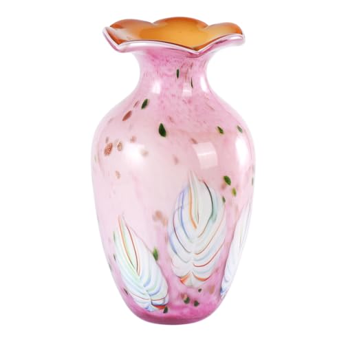 KAMMAK Colored Glass Vase, Beautiful Hand Blown Decorative Vase, Modern Art Vase for Flower Mantle Dining Table Centerpiece, Entryway Living Room Wedding Decoration, 8HPFH02056 - style: 8HPFH02056