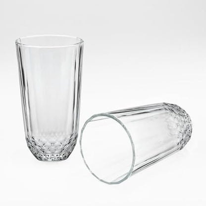 Highball Drinking Glasses Set of 6, 12 oz Crystal-Cut Water Glasses, Tall Clear Tumblers for Cocktails, Mixed Drinks – Elegant Durable Glassware, Dishwasher-Safe Premium Drink Cups for Home&Kitchen