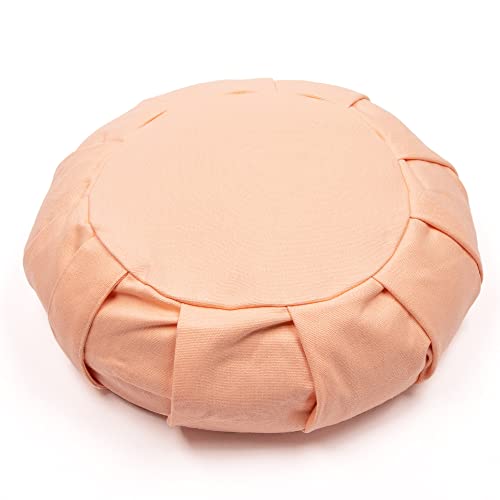 Myga Zafu Yoga Meditation Cushion with Washable Cover - Floor Cushion Pillow with Natural Buckwheat Filling - Soft Round Cotton Design for Meditating or Pranayama Exercises - color: Pink