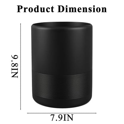 YMXYJM Resin Trash Can, Modern Round Wastebasket, 2 Gallon,Black | Modern resin trash can with 2-gallon capacity, sturdy base, and open-top design for bathroom, kitchen, office, and home - color: Black