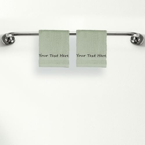 Personalized Custom 2-Piece Washcloths Set – 100% Cotton, Soft & Absorbent – Embroidered Name or Monogram – Hotel Towels for Bathroom, Spa, Hotel, Wedding & Gift – Green - color: Green, size: 2 Washcloths