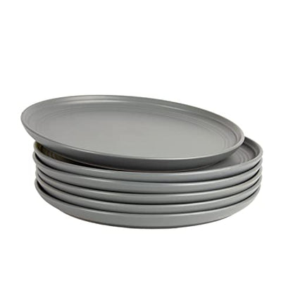 Double Line 10.5" Dinner Plate, Set of 6, Matte Gray - color: Matte Gray, size: Dinner Plate