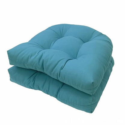 2 Pack Patio Chair Cushion 19x19x3 Inch Indoor & Outdoor Chair Cushions Waterproof Seat Cushion for Patio Furniture Tieless Anti-Slip Tufted Chair Cushion(Peacock Blue) - color: Peacock Blue