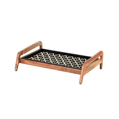 Anji Mountain Heavy Duty Waterproof Wooden Shoe Storage Mat Organizer/Boot Storage Tray Multi Use for Entryway with Coir, Black and Ivory Insert, 1 Tier, Fits 2 Pair (26.5" Wide) - color: Black and Ivory, size: 1 Tier, Fits 2 Pair