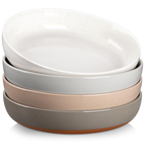 MALACASA 48 Oz Pasta Bowls Set of 4, Stoneware Dinner Bowls, Multicolor | Microwave and Dishwasher Safe, Chip-Resistant, For Pasta, Salad, Soup, Fruit, 9 Inch Wide, Stackable, Speckled Design - color: Multicolor
