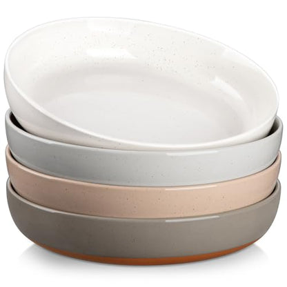MALACASA 48 Oz Pasta Bowls Set of 4, Stoneware Dinner Bowls, Multicolor | Microwave and Dishwasher Safe, Chip-Resistant, For Pasta, Salad, Soup, Fruit, 9 Inch Wide, Stackable, Speckled Design - color: Multicolor