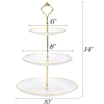 Goaste 3 Pack Tiered Cupcake Stand, Plastic Cupcake Stand Tower, 3 Tier Round Shape Dessert Serving Tray, White Cookie Candy Buffet Stand for Tea Party, Baby Shower, Wedding, Birthday, Christmas
