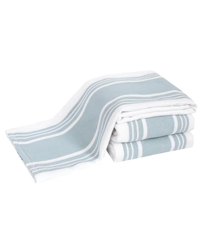 All-Clad Dual-Purpose Kitchen Towels: Highly Absorbent, Super Soft Long Lasting - 100% Cotton, 17"x30" Dish Towels for Cleaning & Drying Dishes, Pans, Glassware, or Countertops, (3-Pack), Rainfall - color: Rainfall