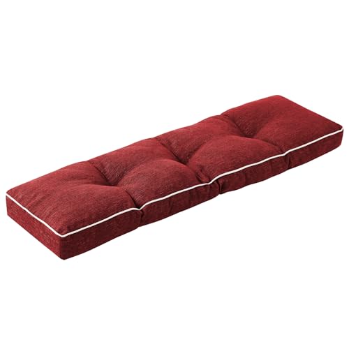 IPYNBAP Bench Cushion, 36 x 14 Inch Patio Furniture Cushions with Durable Ties, Soft Memory Foam Bench Cushions for Indoor/Outdoor Furniture with Non-Slip Bottom, Kitchen&Dining, Red - color: Red, size: 36*14+4”