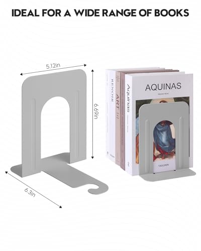 Honagu Bookends, Metal Book Ends, Bookends for Shelves, Book Holder Stopper for Heavy Books, /CDs/DVDs (1 Pair/2 Pieces, Grey) - color: Gray