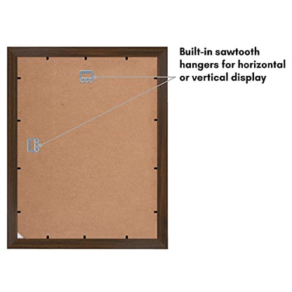 Americanflat 11x14 Picture Frame - Matted to 5x7 - Engineered Wood - Walnut | Shatter-resistant glass, hangs vertical or horizontal, sawtooth hangers included, use with or without mat - color: Walnut
