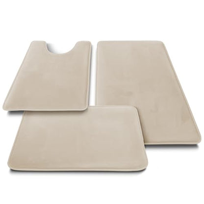 Clara Clark Bathroom Rugs, Velvet Memory Foam Bath Mat, Non-Slip Bath Rugs, Machine Wash, Dries Quickly, Ultra Soft Plush Bath Mats for Bathroom, - color: Linen