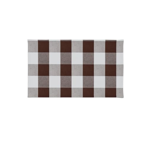 Brown & White 2 Side Cotton Buffalo Check Placemats Set of 4 Heat Resistant Dining Table Place Mats for Kitchen Table 12 x 18 inches - color: Plaids Brown & White, size: Rectangular Placemats 12" x 18"