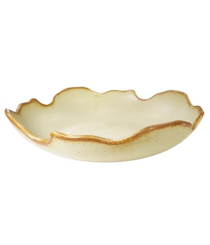Decorative Bowl, Ceramic Fruit Bowl For Kitchen Counter, Purse Bowl For Dining Table Centerpiece Decor, Key Bowl For Entryway Table Coffee Table Top, Stone Large Luxury Bowls For Home, 9.8"X2.2" - size: Ceramic Beige