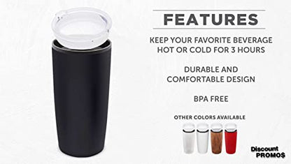 DISCOUNT PROMOS Plastic Tumblers 20 oz. Set of 6, Bulk Pack - With lids, Ice Coffee Tumbler, To Go Cup, Insulated - Black - color: Blank – Black