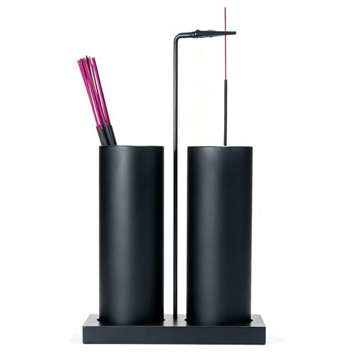 2 in 1 Incense Holder for Sticks,Glass Incense Burner Holder with Storage,Upside Down Incense Holder for Sticks with Glass Ash Catcher for Meditation Yoga Spa Room Home Decor[2 Long Full Black] - color: Full Black, size: 2 tall glass