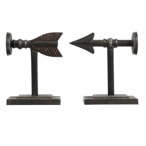 Creative Co-Op Bronze Arrow Shaped Cast Iron Bookends (Set of 2 Pieces) - color: Bronze