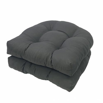 2 Pack Patio Chair Cushion 19x19x3 Inch Indoor & Outdoor Chair Cushions Waterproof Seat Cushion for Patio Furniture Tieless Anti-Slip Tufted Chair Cushion(Dark Gray) - color: Dark Gray