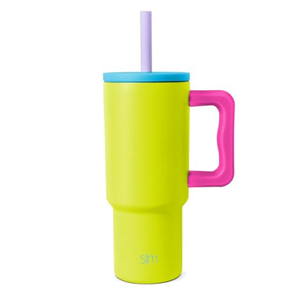 Simple Modern Kids Tumbler with Straw & Handle | 24oz | Yellow | Trek Kids Water Bottle, Toddler Cup | Insulated Stainless Steel, Spill-Proof Straw Lid | Paradise Bay - color: Multi-Color: Paradise Bay Mix, size: 24 Ounces