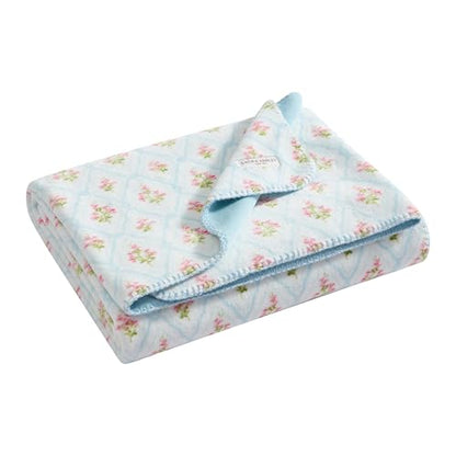 Laura Ashley - Plush Throw Blanket, 50x70, Soft and Warm with a Lightweight Feel, Reversible Trellis Floral Design, Pinfords Trellis Blue - color: Pinford Trellis Blue