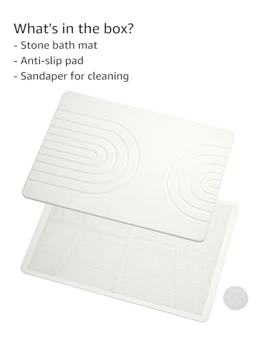 Home Bath Stone Mat 24"x16" (2-Pack) – Quick-Dry, Non-Slip Diatomaceous Earth Mat, Stylish & Absorbent, Gray Semicircle - color: Grey