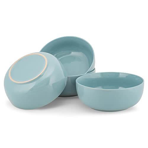 Elanze Designs Bistro Glossy Ceramic 7 inch Dinnerware Bowls Set of 4 - Perfect for Everyday uses from Pasta to Salad, Cereal to Ice cream, Ramen to Pho, Ice Blue - color: Ice Blue, style: 7 inch Cereal Salad