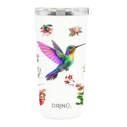 Drinco - 20 oz Stainless Steel Tumbler | Double Walled Vacuum Insulated Mug With Lid, 2 Straws, For Hot & Cold Drinks (20oz Hummingbird) - color: 20oz Hummingbird