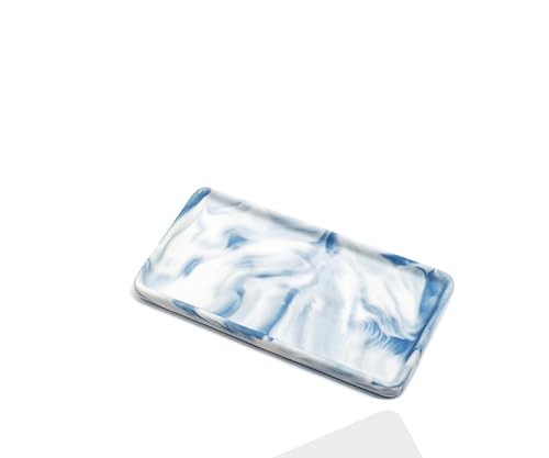 6.4" Porcelain Small Bathroom Narrow Mini Tray - Blue | Tiny Ceramic Countertop & Little Vanity Tray for Cosmetics, Perfume, Jewelry, Candle - Kitchen Soap Tray for Kitchen Counter - color: Blue, size: 6.4" x 3" x 0.5"