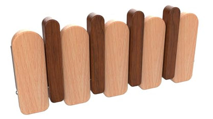 Wall Mounted Coat RackHooks Piano Key Hangers Natural Solid Wood Hanger Non-Woven Fabric Clothes Hangers for Closet, Kitchen, Bedroom, Bathroom, Entryway (Moon Walnut-Beech, 4 Hooks) - color: moon walnut-beech, size: 4 Hooks
