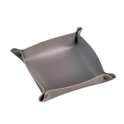 Key Tray Leather Key Holder Bowl for Entryway Table, Key Perfume Jewelry Dish Trays for Entryway Table Home Decoration Porch Ornaments PU Coin Change Watches and Candy Trays (Gray,Small) - color: Gray, size: Small